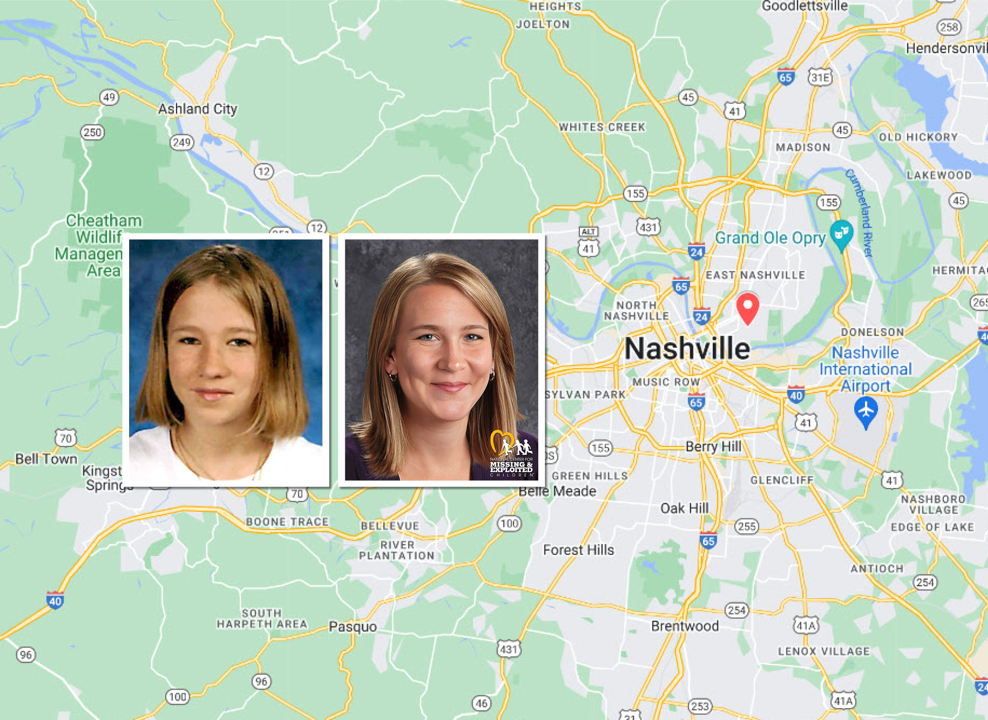 tabitha tuders as a teenager next to her AP on top of a map of nashville