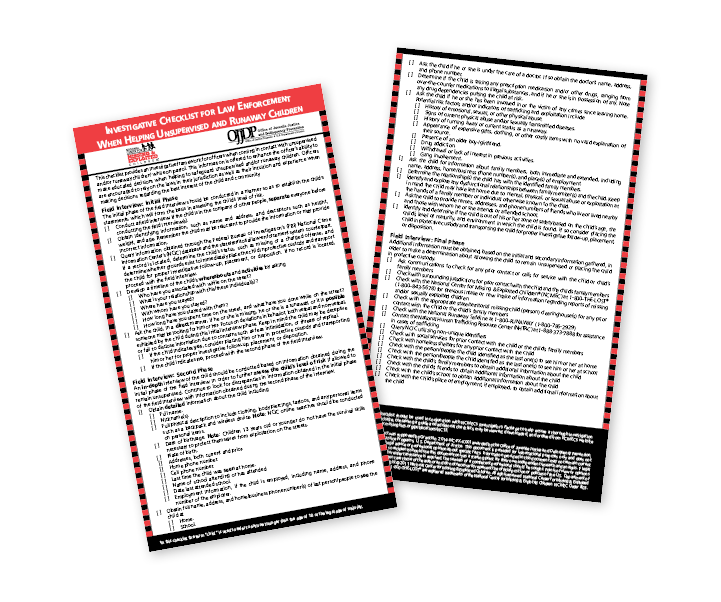 Investigative Checklist for Law Enforcement When Helping Unsupervised and Runaway Children