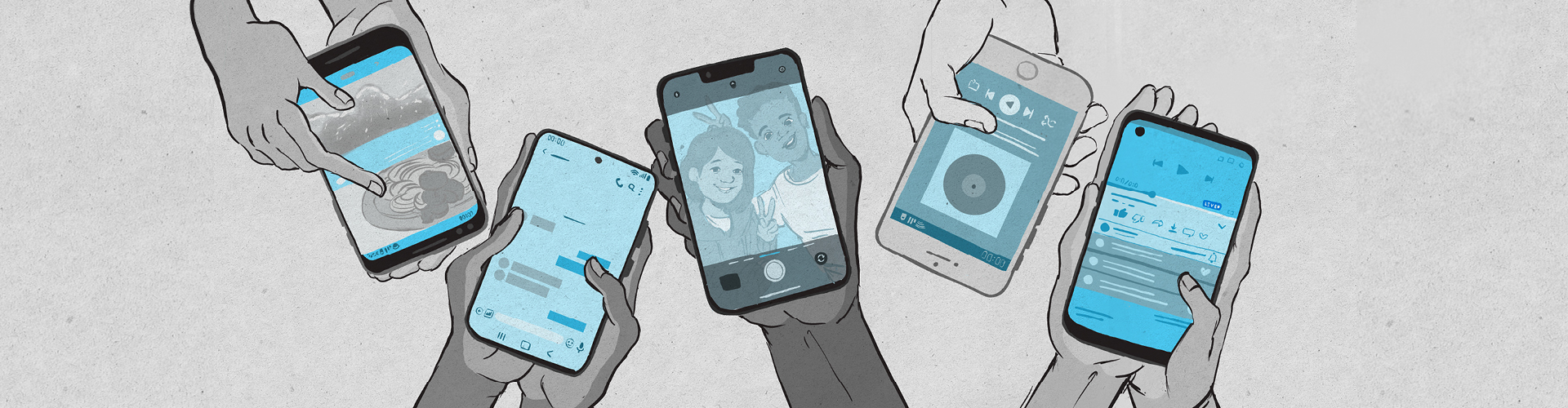 Smart phones hero banner, illustration